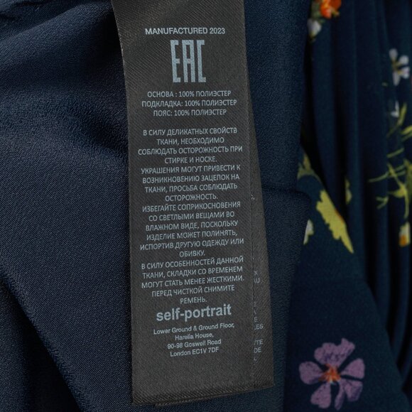 Self-Portrait SS/24 Navy Floral Chiffon Mini Dress - Picture 12 of 12